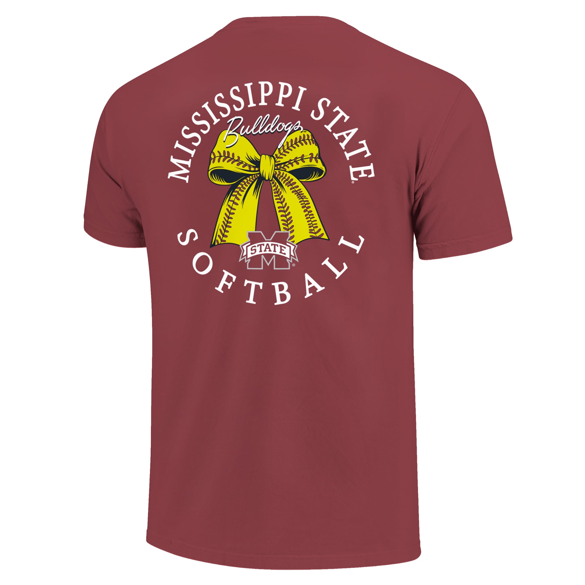 T-shirt à nœud papillon de softball marron Mississippi State Bulldogs pour femme, Image One.